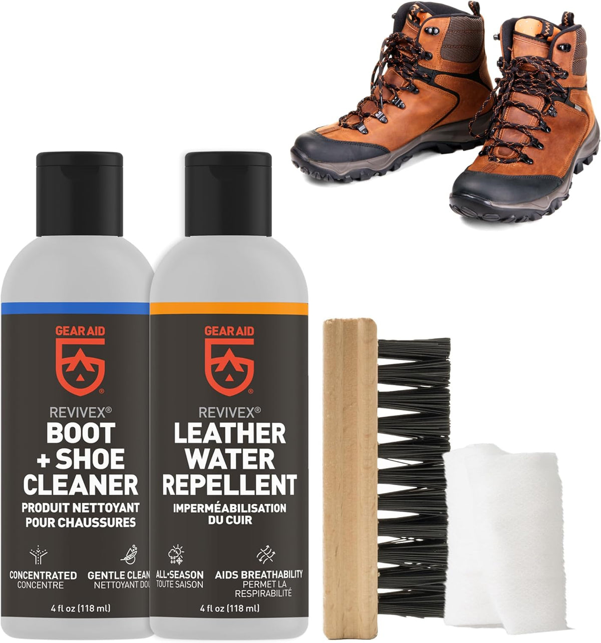 Revivex Leather Shoe and Boot Cleaner Conditioning Kit, Restore Your Sneakers, Work and Hiking Boots, Includes Soap