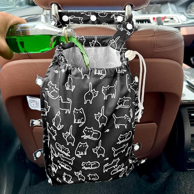 Leak-Proof Waterproof Car Trash Bag Foldable Multipurpose Trash bin Container Storage Cute Grocery Organizer Bag for Aut