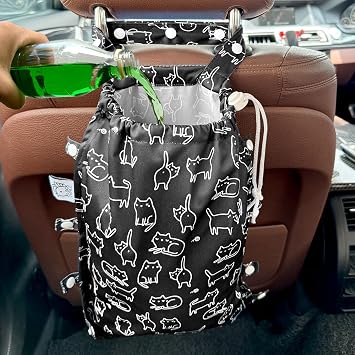 Leak-Proof Waterproof Car Trash Bag Foldable Multipurpose Trash bin Container Storage Cute Grocery Organizer Bag for Aut