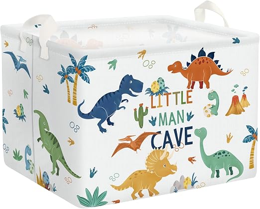 Clastyle Large Boho Dinosaur Pterosaur Boy Book Toy Storage Basket Dino Palm Tree Clothes Laundry Hamper for Kid Room Nu