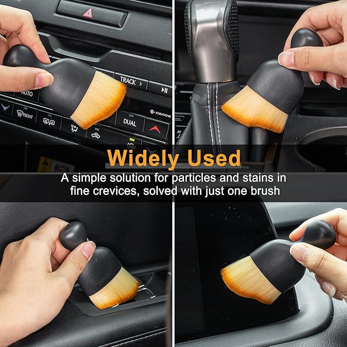 GaRhomxy Car Detailing Brushes, Car Interior Dust Sweeping Soft Brush, Soft Bristles Brush Cleaning Tool for Automotive Dashboard, Air Conditioner Vents, Computer, Scratch Free(Yellow)