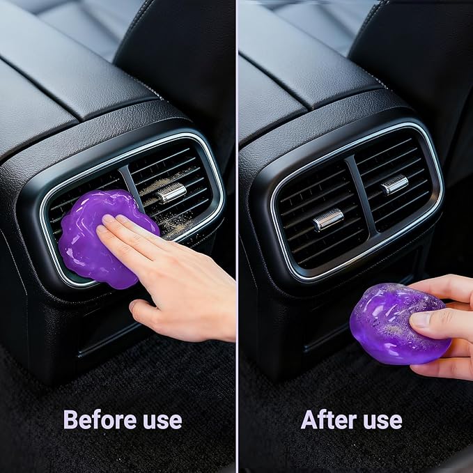 Car Cleaning Gel Reusable(Lavender Scent) 2Pack - Dust Cleaning Putty Keyboard Slime for Car Interior Air Vent Cleaner, Auto Detailing Tools Accessories, Christmas Stocking Stuffers for Men Women