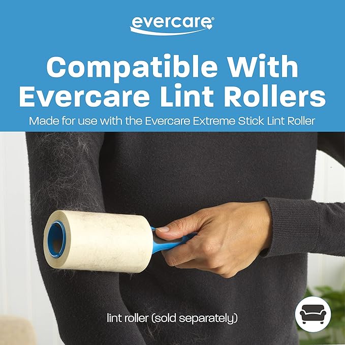 Evercare Extreme Giant Stick Lint Roller with Straight Handle Manual Lint Stick, 70 Sheets, Blue