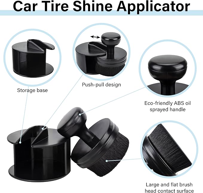 Tire Shine Applicator Brush, Tire Shine Brushes, Tire Dressing Brush Applicator with Seal Cover, Tire Brush for Car Detailing, Tire Gel Applicator, High Density Detail Factory Tire Brush (Yellow)