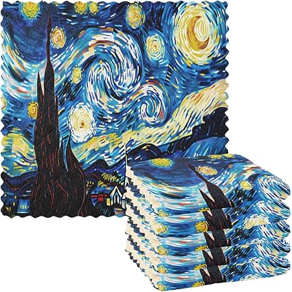 ALAZA Dish Towels Kitchen Cleaning Cloths Vincent Van Gogh Starry Night Dish Cloths Super Absorbent Kitchen Towels Lint 