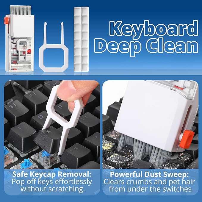 32PCS Upgraded Keyboard Cleaning Kit, 13-in-1 Electronics Cleaner Tool with Dust Cleaning Putty, Microfiber Cloth, Wipes-Cleaning Set for iPhone, AirPods, iPad, Laptop, PC Screen, Monitor, Camera