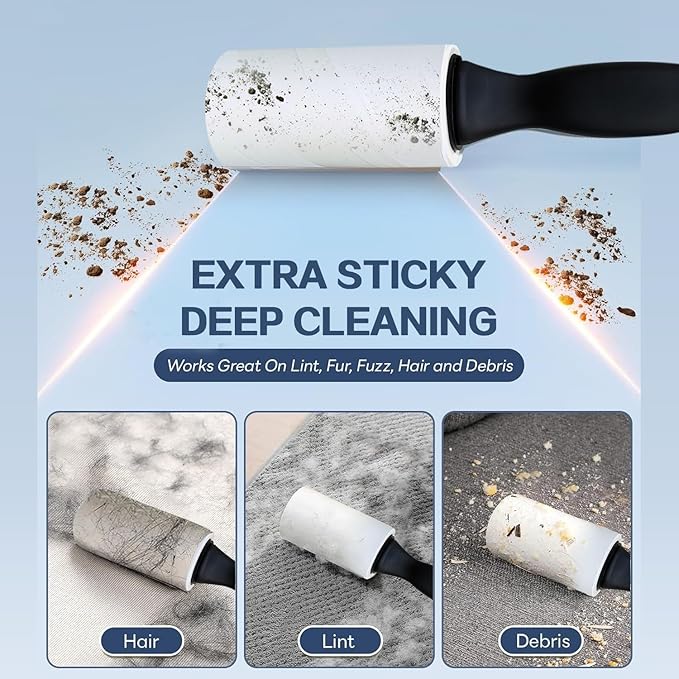 Lint Rollers for Pet Hair Extra Sticky, 600 Sheets Value Set Lint Roller with 2 Upgraded Handles, 6 Rollers Portable Pet Lint Remover for Clothes, Furniture, Carpet, Dog & Cat Hair Removal