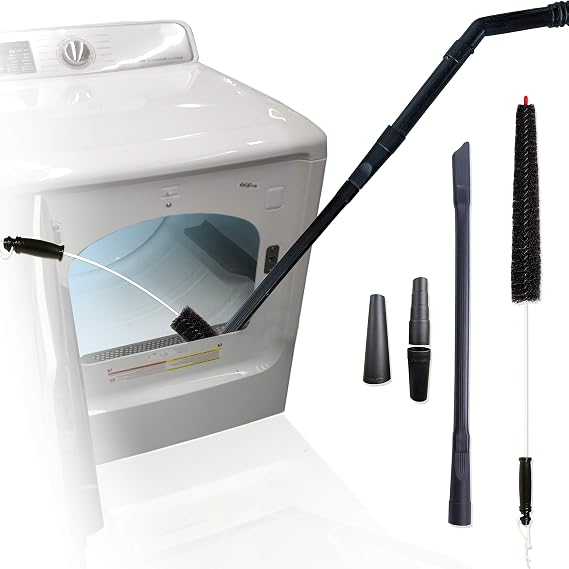 Dryer Vent Cleaner Kit Vacuum Attachment and Dryer Vent Brush. This Dryer Lint Brush Vent Trap Cleaner Tool Can Reduce Y