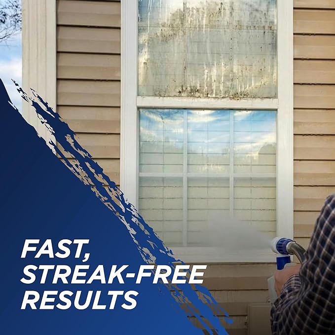 30 SECONDS Outdoor Window & Screen Concentrated Cleaner for Glass, Patio Doors, Fiberglass, Furniture - No Screen Removal Required, Spray & Rinse - Refill for Hose End Sprayer Bottles, 1.1 Gallon