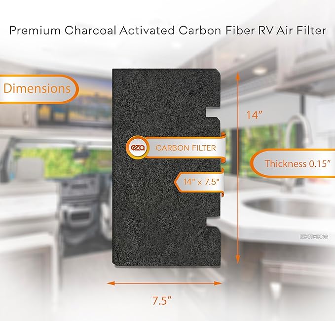 RV Premium Charcoal Activated Carbon Fiber Air Conditioner Filter - Air Duct AC Carbon Filter Replacement for RV AC Vent (6 Pack, 14" x 7.5")