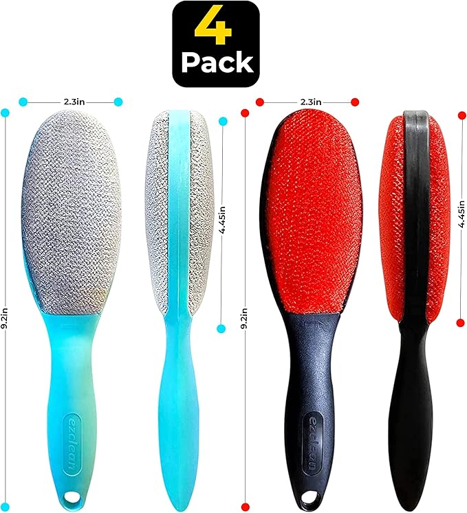 ezclean 4Pack 2Colors Lint Brush for Clothes Furniture Couch, Lint Brush Pet Hair Remover for Clothes Brush, Reusable Lint Brushes for Pet Hair,Velvet Brush, Pet Brush, Fabric Brush