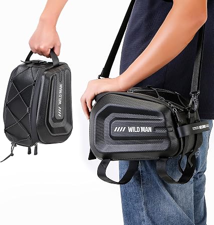 WILD MAN 4L Bike Seat Bag Waterproof Hard Shell Bike Saddlebags for Electric Bicycle Touring Sport Messenger Bag Storage