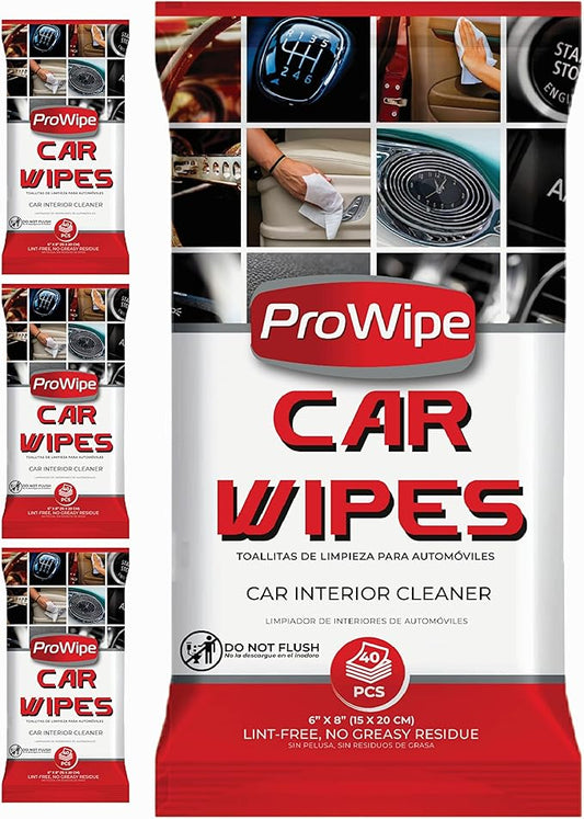 Car Cleaning Wipes - Car Interior Cleaner, Dashboard Cleaner, 4x40-160 Count Residue-Free Wipes for Interior Surfaces, From Dashboard to Leather Seats, Must Have Accessories