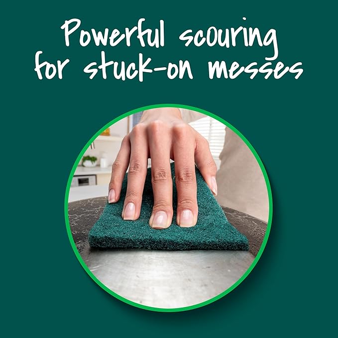 Scotch-Brite Heavy Duty Scouring Pad,Dish Scrubber for Kitchen + Outdoor,8 Scrub Pads for Uncoated Pots and Pans,Cast Iron Cooktops,Grill Grates,Oven Racks,& BBQ,Durable,Long-Lasting,(Pack of 12)
