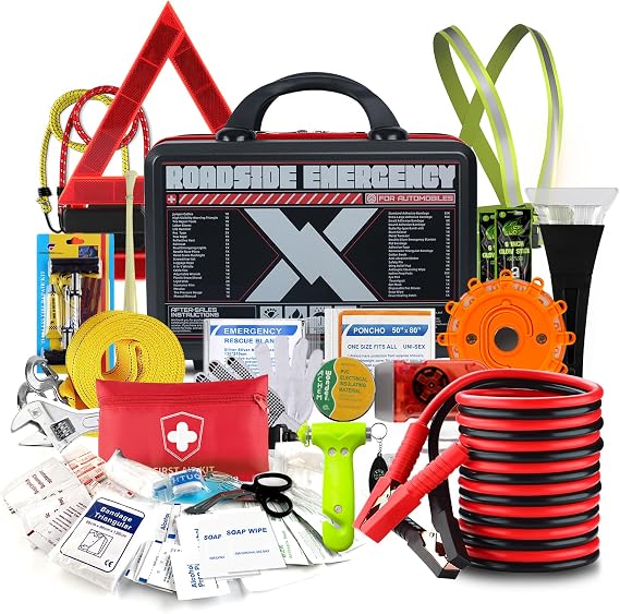 KITGO Roadside Emergency Car Kit (137Piece), with Jumper Cable, Car Safety Road Rescue Kit,Car Emergency Kit Gift for Fa