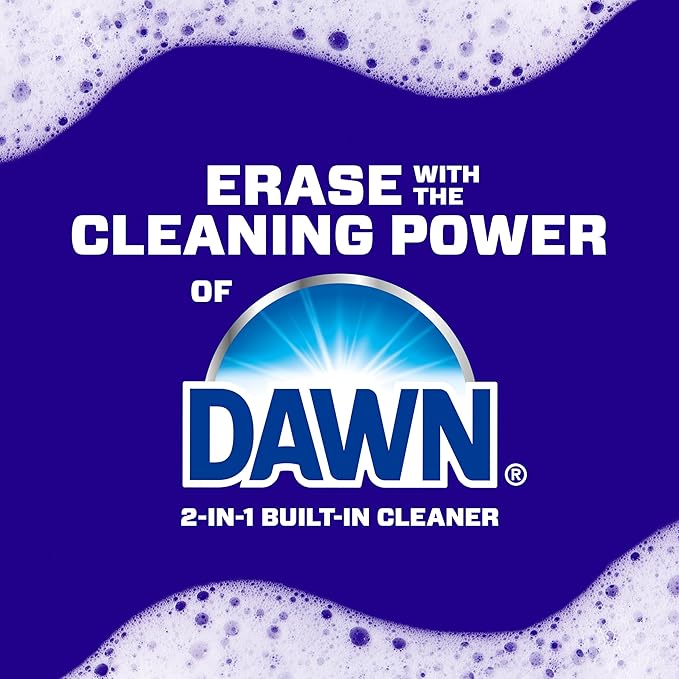 Mr. Clean Magic Eraser Sponge, Bathroom Cleaner, Shower Cleaner, Tub Cleaner, Soap Scum Remover, Bathroom Cleaning Supplies, Dawn Cleaning Power with Lemon Scent, 2 in 1 Bath, 7ct