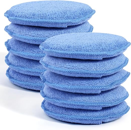 10 Pack Wax Applicator Pads Microfiber with Finger Pocket for Car Wax
