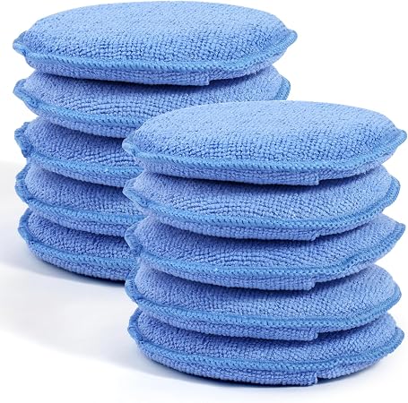 10 Pack Wax Applicator Pads Microfiber with Finger Pocket for Car Wax