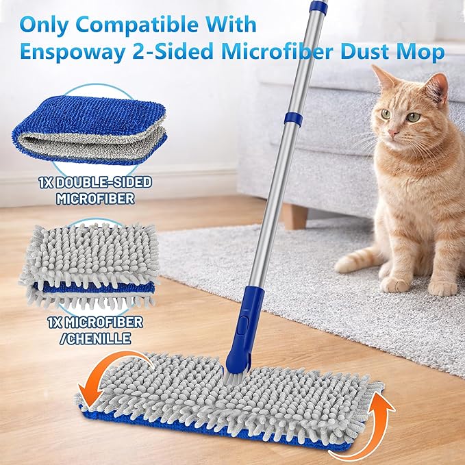Reusable Mop Pads for Enspoway Dust Mop - Double-Sided Microfiber Chenille Refills for Kitchen Bathroom Tile Cleaning - Washable Absorbent Pads for Hardwood Laminate Floor Cleaning Only for B0FRDZDTMP