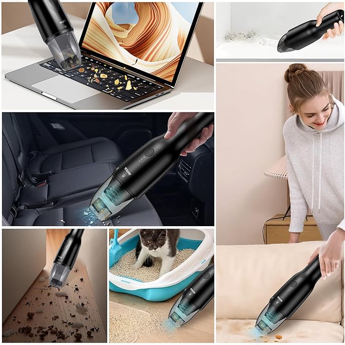 Wkzay Cordless Handheld Vacuum Cleaner - 16000 Pa Suction and Brushless Motor for Rechargeable Lightweight and Portable Cleaning in Home
