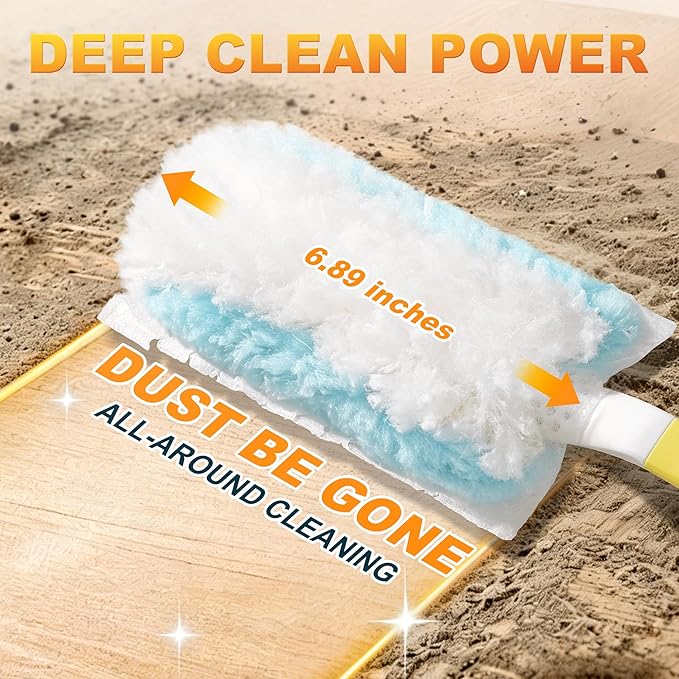 JOYMOOP Disposable Duster for Cleaning, with 2 Handles & 24 Ct Blue Heavy Duty Refills for Swiffer Feather Duster, Household Cleaning Tool for Electronics, Dusting Furniture, Blinds, Pet Hair