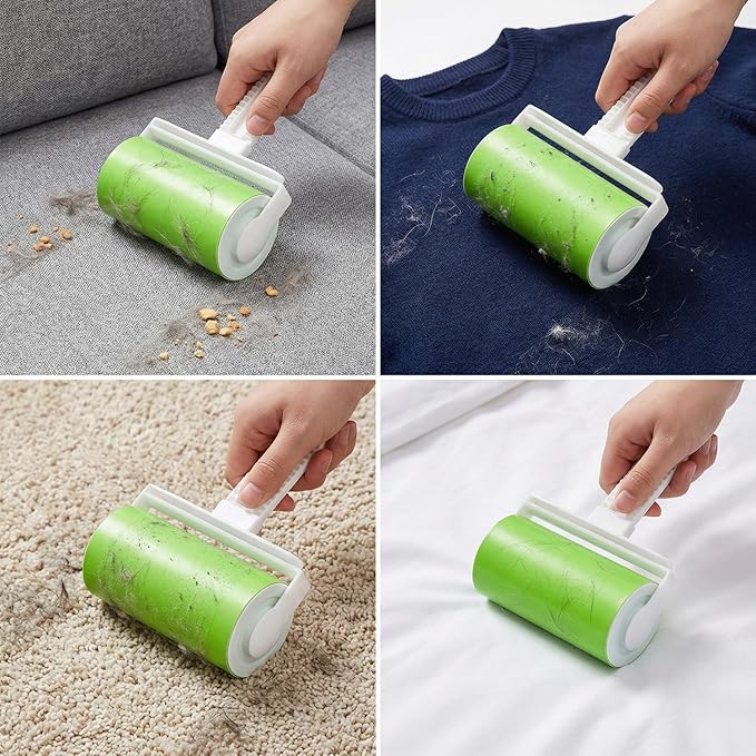 Reusable Washable Lint Roller 5 Pack, Sticky Travel Lint Roller, Portable Compact Pet Hair Remover Cleaner with Cover for Clothes, Pet Hairs, Carseats, Include Mini and Medium Size