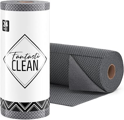 Fantasticlean Microfiber Cleaning Cloth Roll- 18'' x 12'', 24 Sheets (Grey)