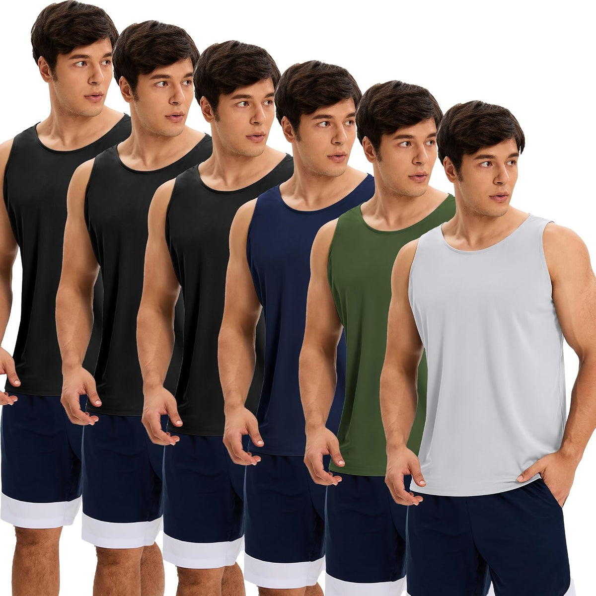 6 Pack Men's Workout Tank Tops Athletic Muscle Gym Shirts