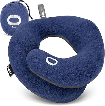 BCOZZY Travel Neck Pillow for Airplane – Patented Double Support for Head, Neck, and Chin. Best for Long Flights, Plane 