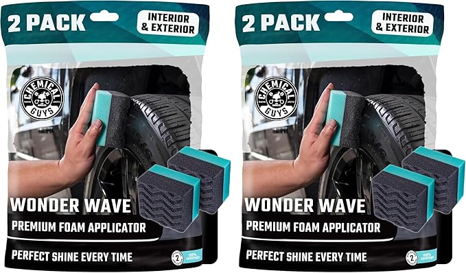 Chemical Guys Wonder Wave Durafoam Tire Shine Applicator Pads - Foam Pads for Applying Tire Dressings, Protectants, Wax, Polish and Car Detailer Products for Trucks and SUVs -, 2 Count (Pack of 4)