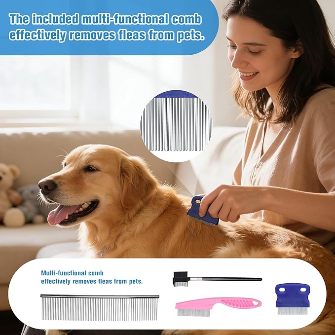 Pet Hair Remover Lint Rollers for Pet Hair Extra Sticky with Water Spray,Reusable 2-in-1 Dog Cat Hair Removal Tool for Furniture,Couch,Carpet,Bedding,and Clothes - Includes 4 Brushes
