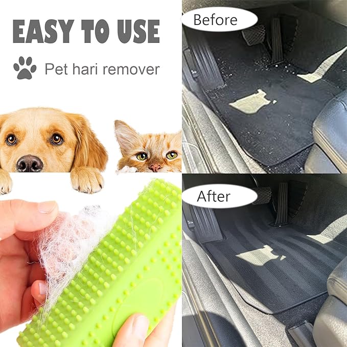 2 Pieces Pet Dog Cat Hair Remover, Block Roller Cleaner, Hollow Silicone Cleaner Brush for Sofa, Car Interiors, Furnishings, Carpets, Bedding or Any Fabric (Yellow, Green)