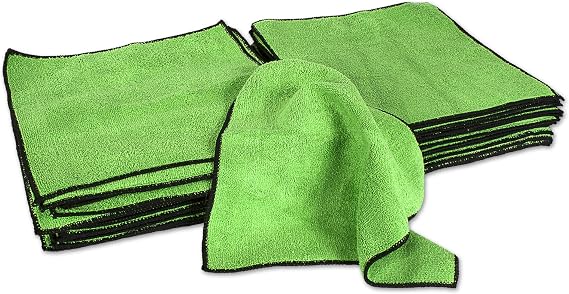 Eurow Microfiber Ultra Absorbent 350 GSM 12” x 12” Cleaning Towels, Lint-Free & Streak-Free, Soft Yet Durable for Home, 