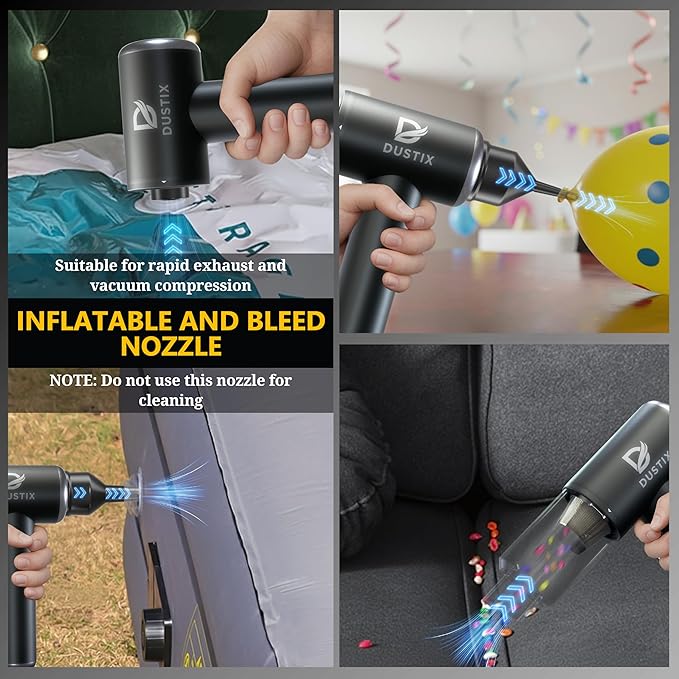 Cordless Handheld Car Vacuum Cleaner Powerful 20000Pa Triple Gear Mini Hoover Air Blower Duster Inflator Deflator Brushless Motor 7800mAh Portable Lightweight Home Office Kitchen