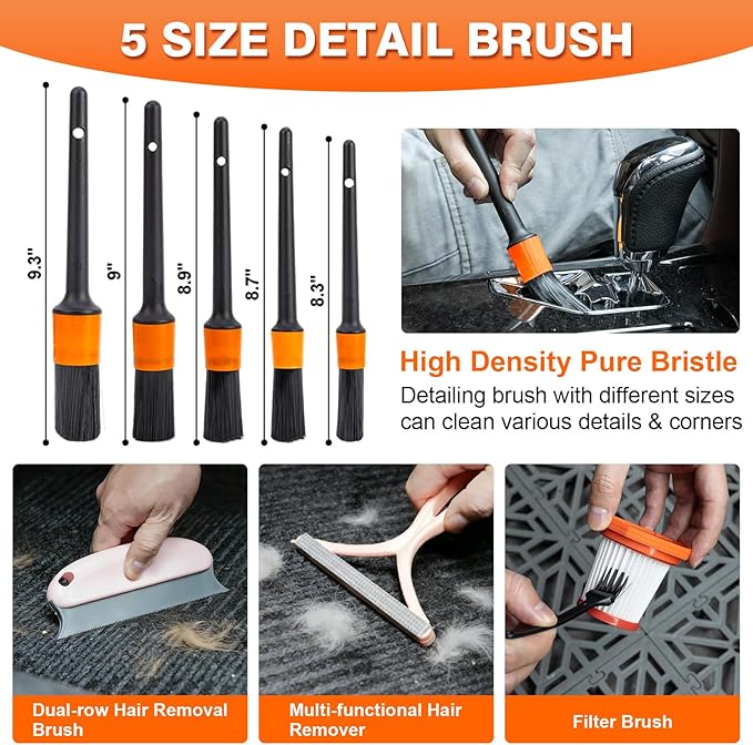 Car Cleaning Kit 19Pcs, Car Interior Detailing Kit with 12000PA High Power Handheld 12V Corded Vacuum, Detailing Brush Set, Cleaning Gel, Complete Car Vacuum Cleaner with Storage Bag for Men & Women