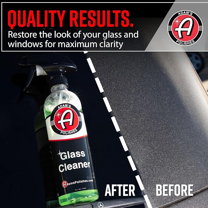 Adam's Polishes Glass Cleaner - Car Window Cleaner | Car Wash All-Natural Streak Free Formula For Car Cleaning | Safe On Tinted & Non-Tinted Glass | Won’t Strip Car Wax or Paint Protection