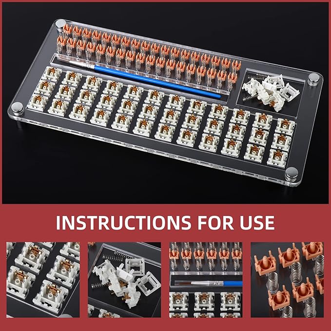 RUNJRX 36 Switches Acrylic Lube Station,Keyboard Switch Grease 0.53oz/15g, Switch Opene for Cherry Kailh Akko TTC, Lube Kit for Mechanical Keyboard