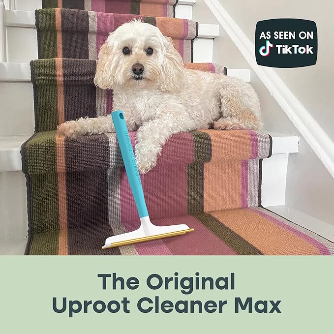 Uproot Cleaner Max Dog Hair Remover for Car & Carpet - Rake for Pet Hair Removal - 2X Faster Than Uproot Cleaner Pro - Cat Remover for Large Fabrics & Rugs