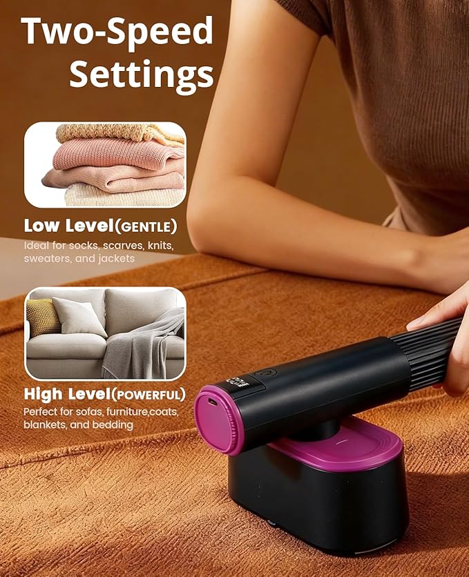 Fabric Shaver, 2-in-1 Rechargeable Lint Shaver with Dual Shaving Heads, Digital LED Display, 6-Leaf Blades, 2-Speed Sweater Shaver to Remove Pilling & Fuzz from Clothes, Furniture, Couch