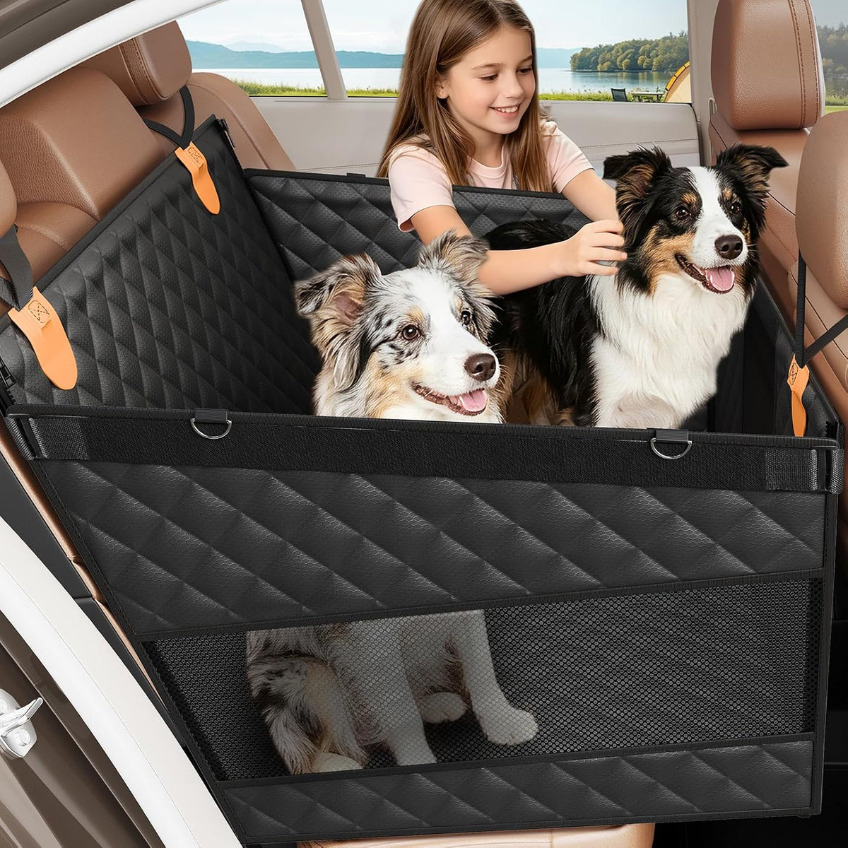 Large Dog Car Seat, Back Seat Extender for Dogs with Hard Bottom