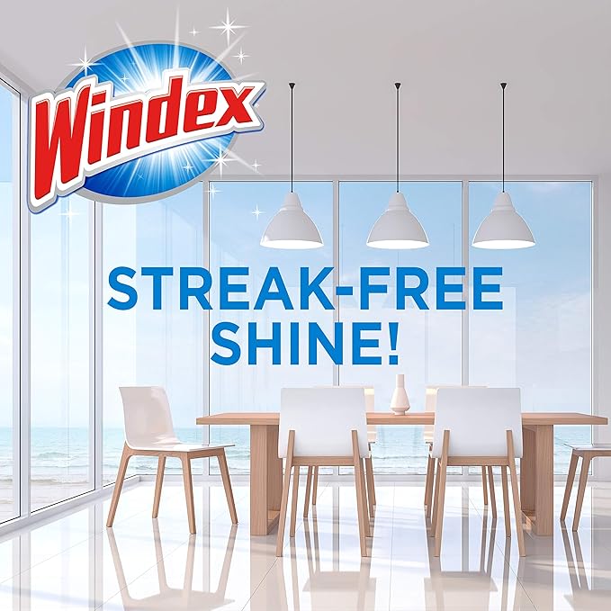 SC Johnson Professional Windex Original Glass Cleaner, Fresh Scent, 32 oz Spray Bottle, 4/Carton (327171)