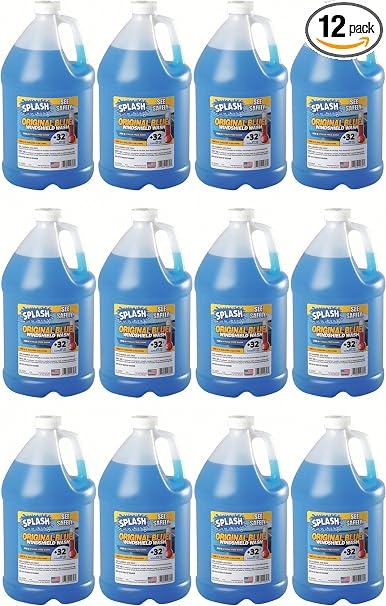 12 Pack Splash Original Blue Windshield Washer Fluid +32 Degree 1 Gallon