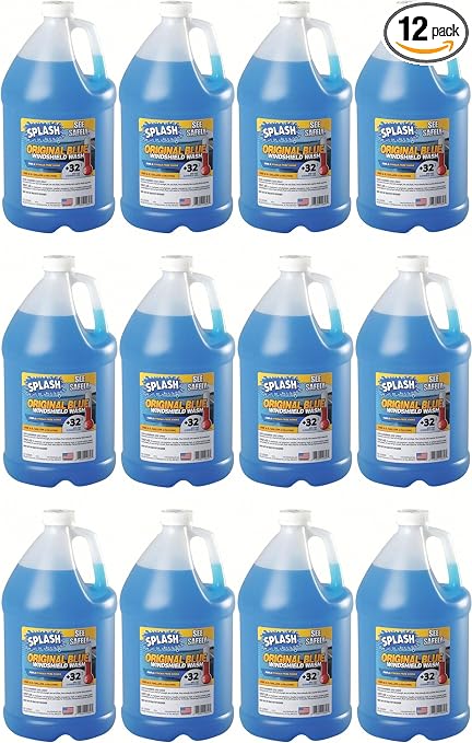 12 Pack Splash Original Blue Windshield Washer Fluid +32 Degree 1 Gallon