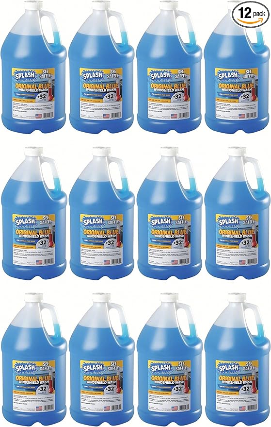 12 Pack Splash Original Blue Windshield Washer Fluid +32 Degree 1 Gallon