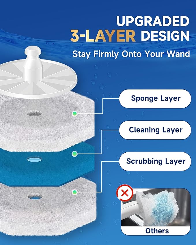 60 Count Toilet Wand Refills for Clorox, 5X Cleaning Power Toilet Bowl Wand Refills & High-Density Disposable Toilet Brush Scrubber - No Falling Apart, Instant Foam for Bathroom Cleaning