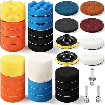 3 Inch 38 PCS Buffing Polishing Pads, Car Foam Sponge Drill Attachment