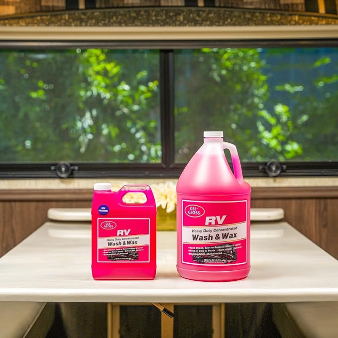 Gel Gloss RV Wash & Wax - Clean, Streak-Free, Reduced Water Spotting, pH Neutral, Concentrated Carnauba Formula, Provides a High Sheen Finish on Campers and Motorhomes, 128 oz (1 Gallon)