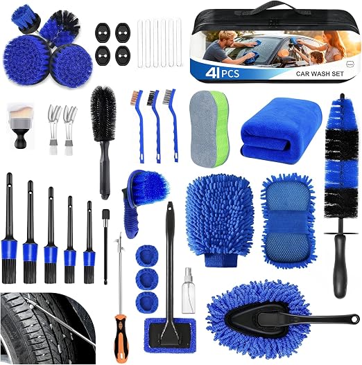 41Pcs Professional Car Detailing Kit, Wet & Dry Use for Interior, Exterior