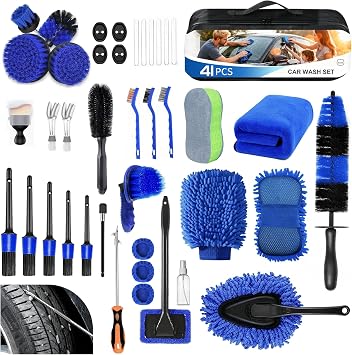 41Pcs Professional Car Detailing Kit, Wet & Dry Use for Interior, Exterior