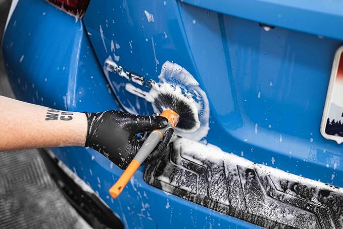 Detail Factory - TriGrip Ultra-Soft Detailing Brush Set - Scratch-Free Cleaning for Exterior, Interior Panels, Emblems, Badges, Gauges, Infotainment Screen - Solar Flare